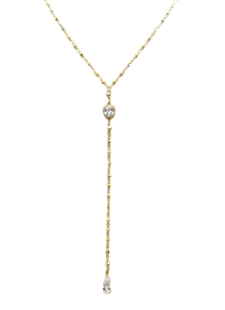 Crystal Y-Necklace Gold - Lositime