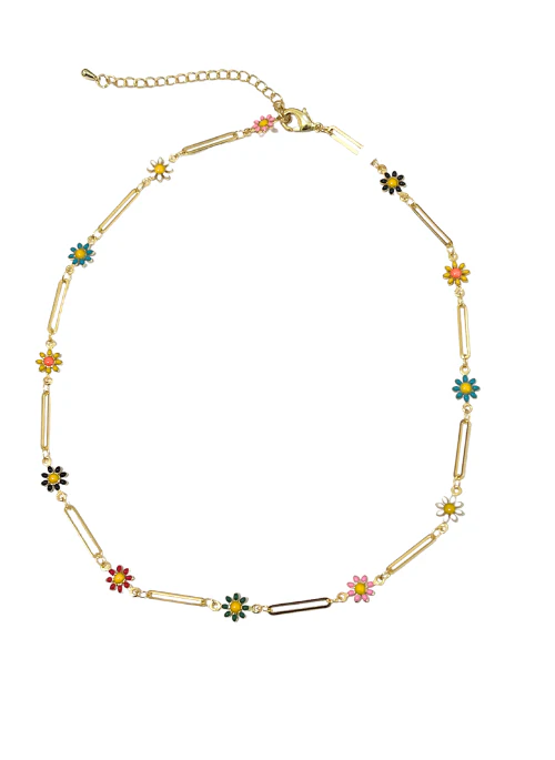 Candace Flower Paperclip Necklace - Lositime