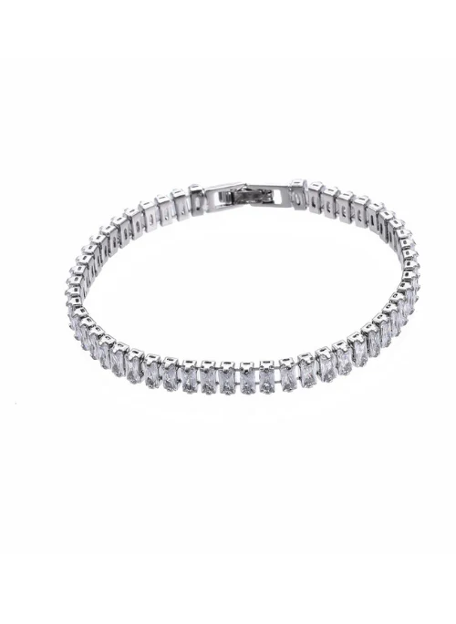Rectangle CZ Tennis Bracelet Silver 5mm - Lositime