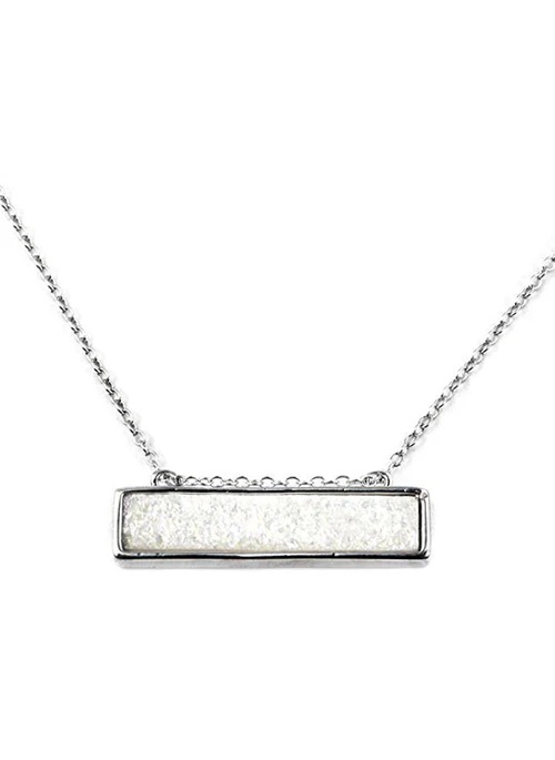 Bethany Druzy Bar Necklace in Silver - Lositime