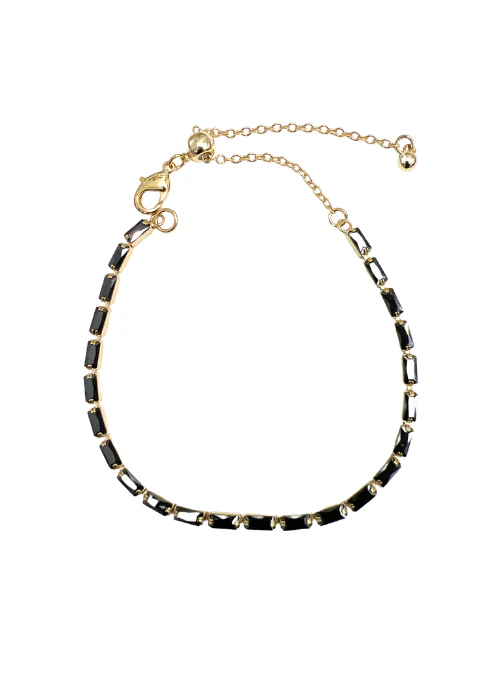 CZ Adjustable Tennis Bracelet Black - Lositime