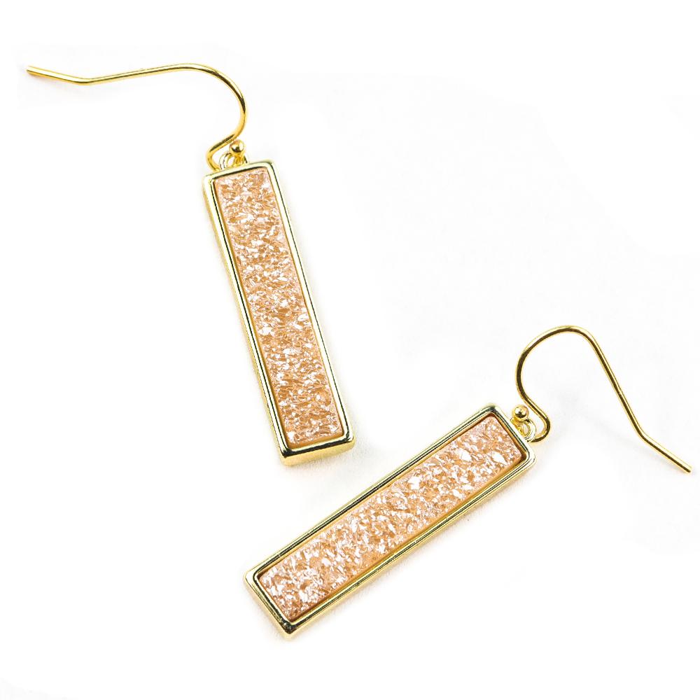 Bethany Druzy Bar Earrings in Gold - Lositime