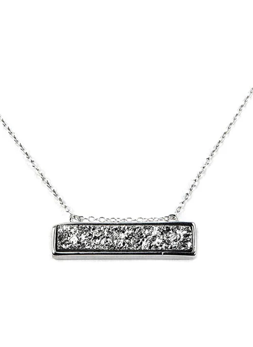 Bethany Druzy Bar Necklace in Silver - Lositime