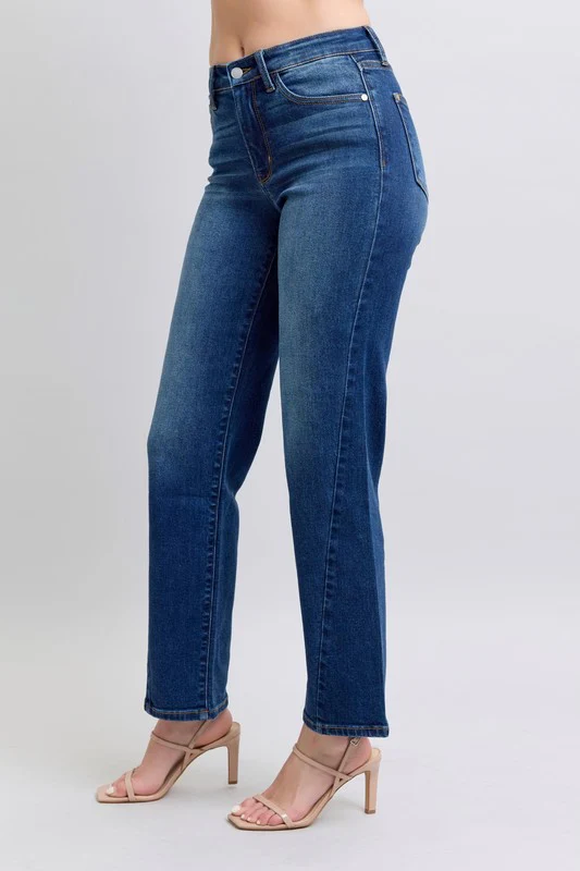 Judy Blue Full Size Side Seam Detail Straight Jeans with Pockets - Lositime