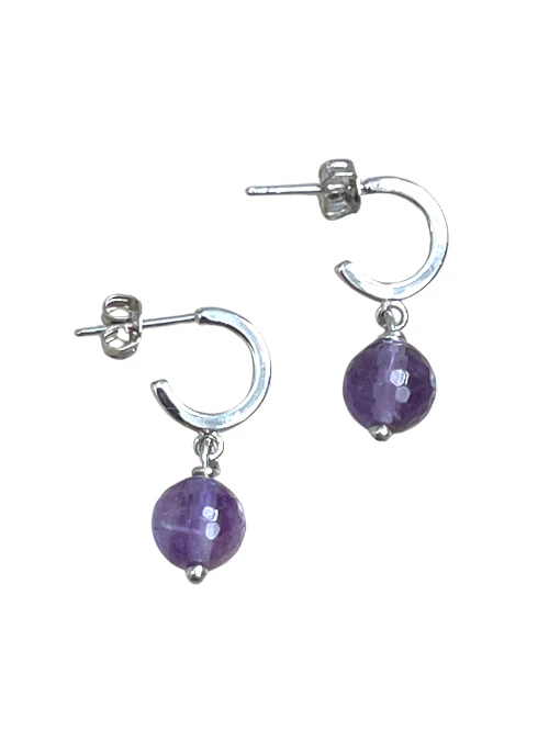 Amethyst & Silver drop Earrings - Lositime