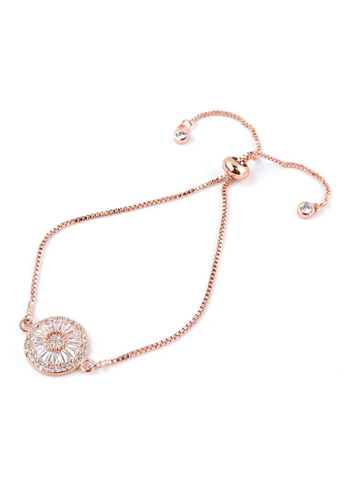 Small Harper Crystal Adjustable Bracelet in Rose Gold - Lositime