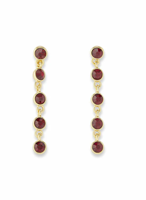 Crystal Drop Earrings Red - Lositime