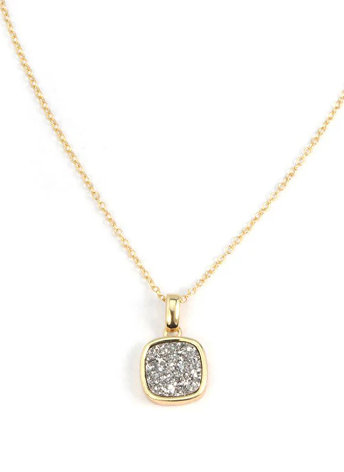 Christy Square Druzy Necklace in Gold - Lositime