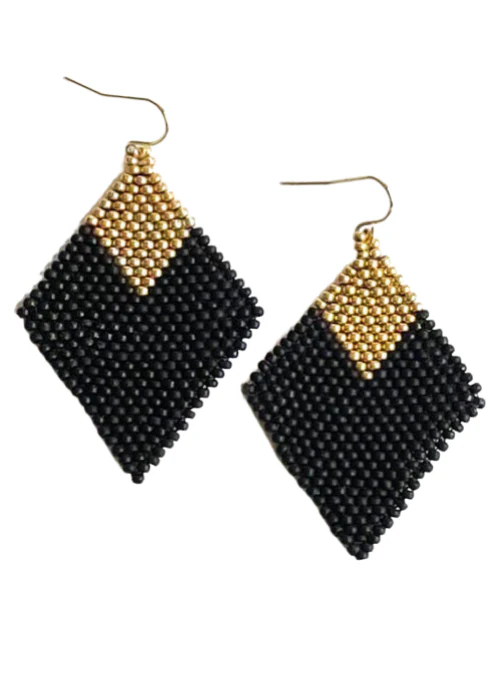 Florian Black and Gold Bead Earrings - Lositime