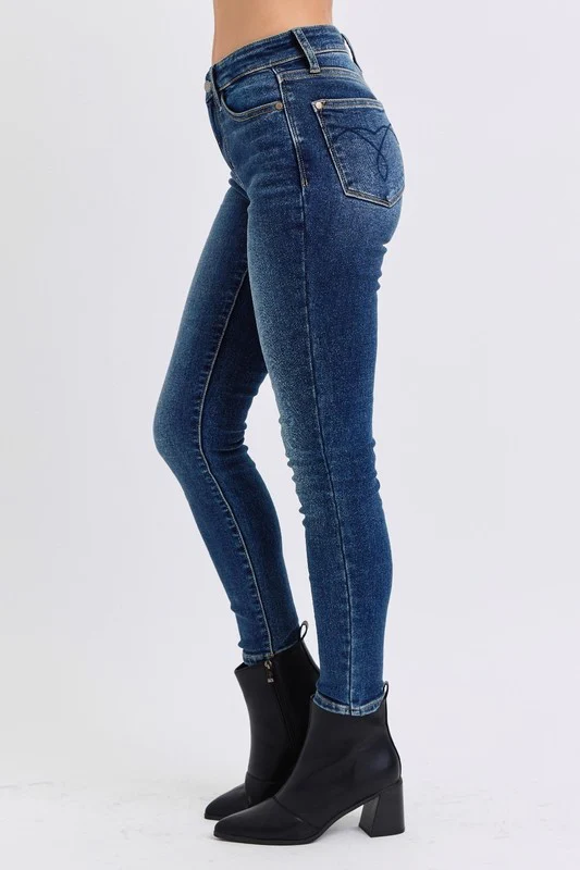 Judy Blue Full Size Run Mid-Rise Waist Skinny Jeans with Thermal Lining - Lositime