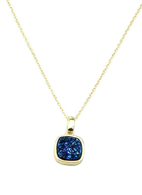 Christy Square Druzy Necklace in Gold - Lositime