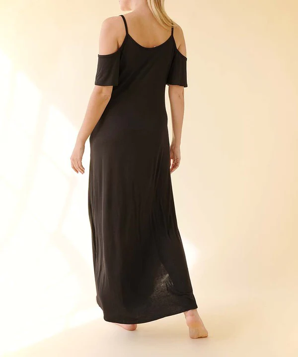 BAMBOO COLD SHOULDER MAXI DRESS - Lositime