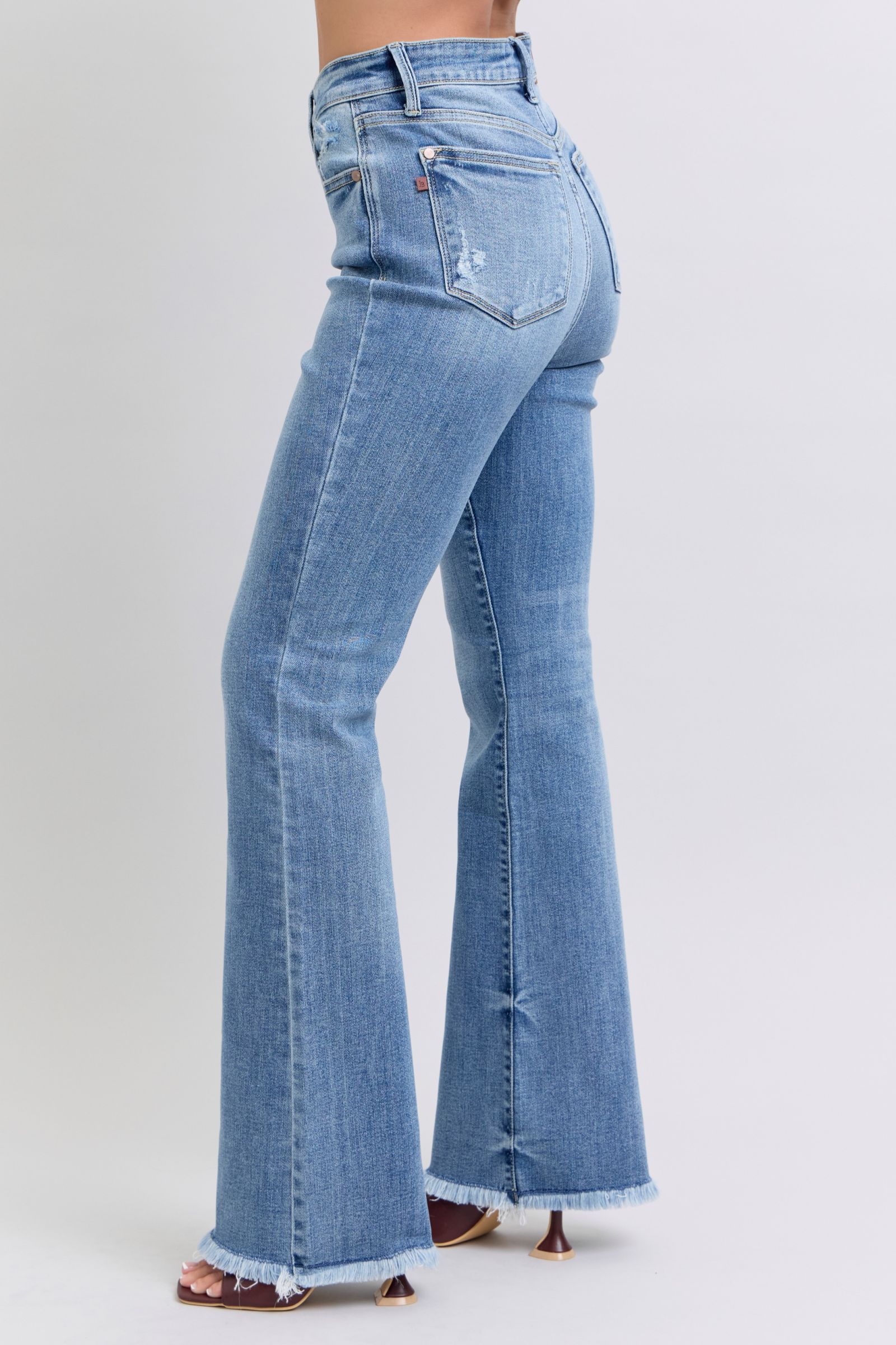 Judy Blue Full Size Raw Hem High Rise Bootcut Jeans - Lositime