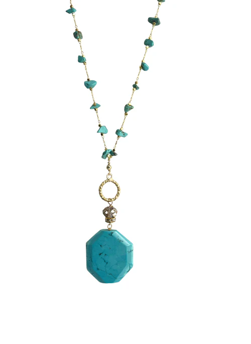 2 Way Turquoise Magnesite Beaded Necklace - Lositime