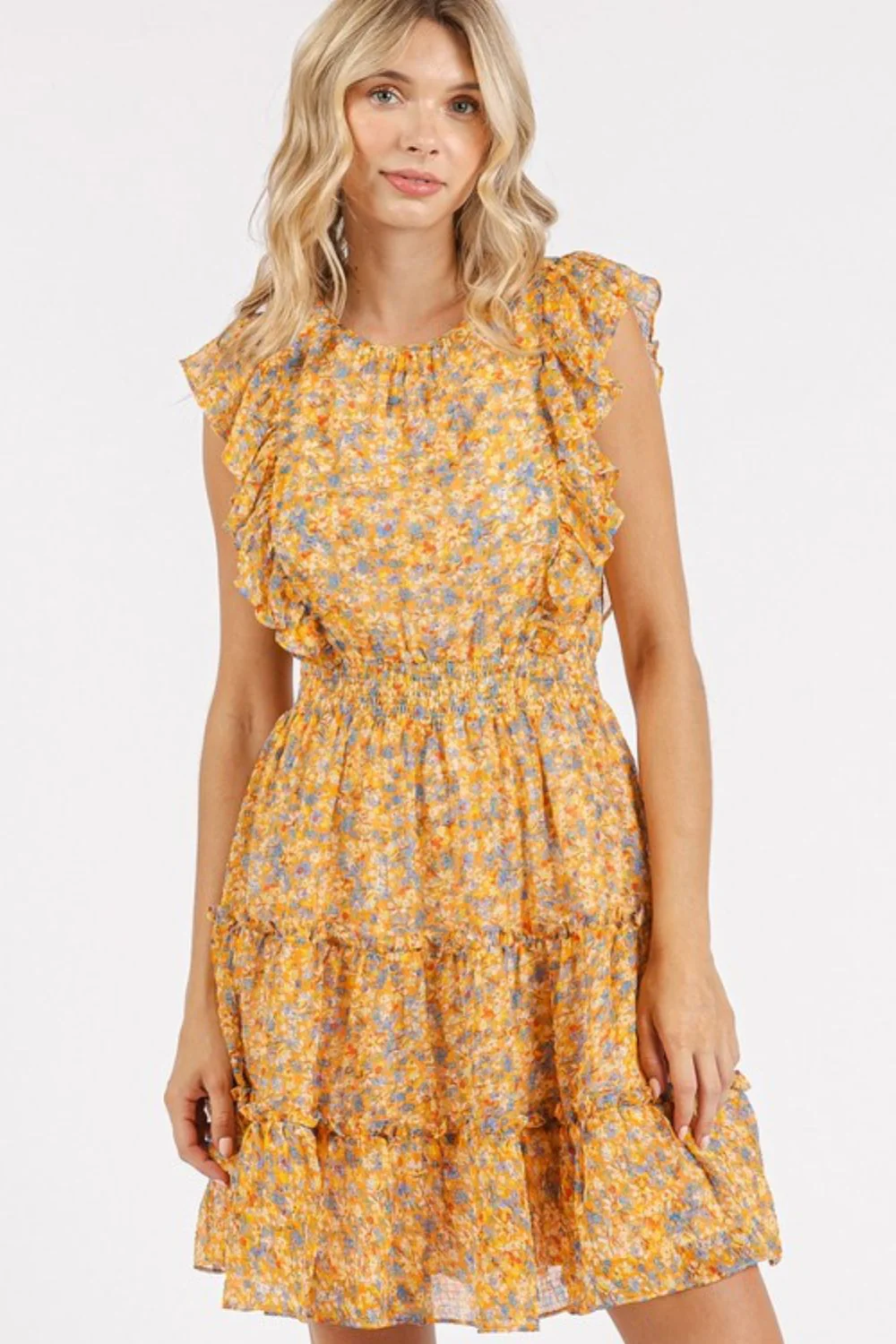 Mittoshop Ditsy Floral Print Ruffle Chiffon Mini Dress - Lositime