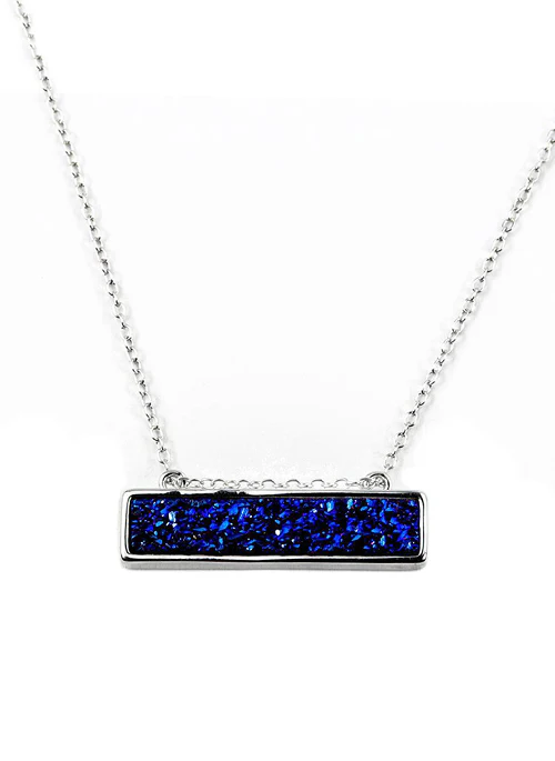 Bethany Druzy Bar Necklace in Silver - Lositime