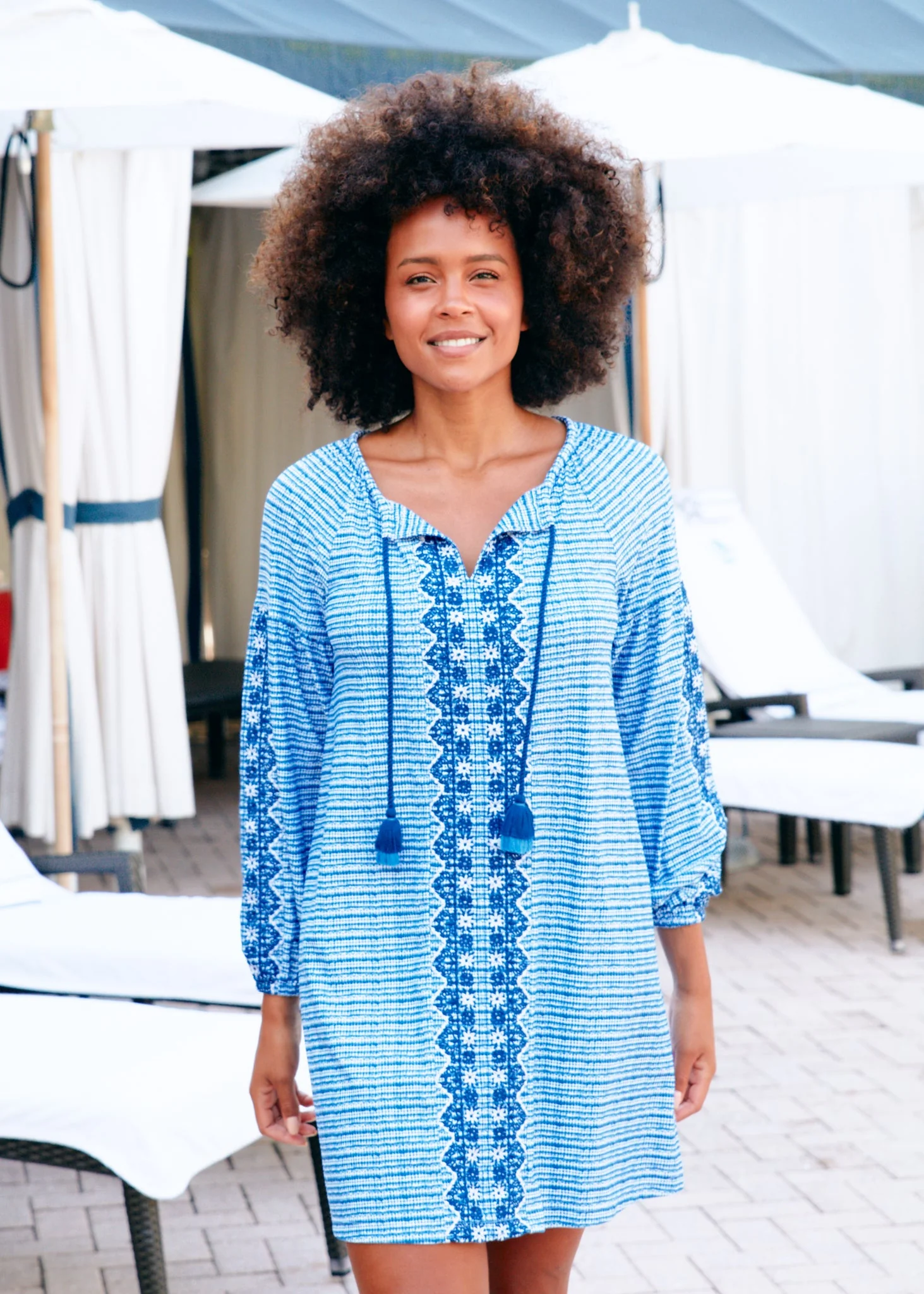 Charleston Embroidered Tassel Cover Up - Lositime