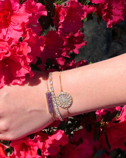 Bethany Druzy Bar Bracelet in Gold - Lositime