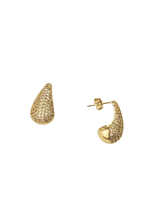 Chunky Pave Gold Teardrop Earrings - Lositime