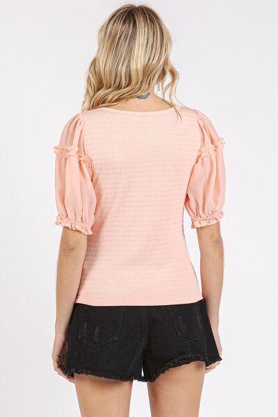 Mittoshop Frill Round Neck Half Sleeve Blouse - Lositime