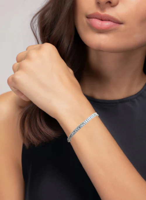Rectangle CZ Tennis Bracelet Silver 6mm - Lositime