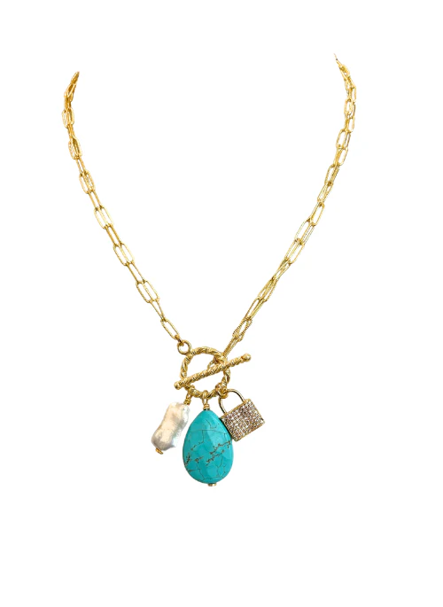 2 Way CJ Necklace Turquoise Charm - Lositime