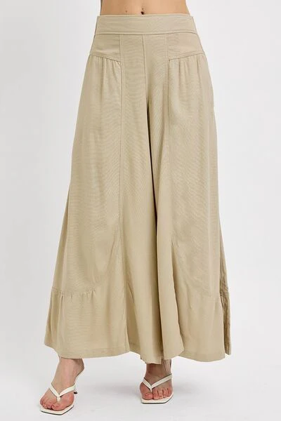 RISEN Shirring Detail Wide Leg Pants - Lositime