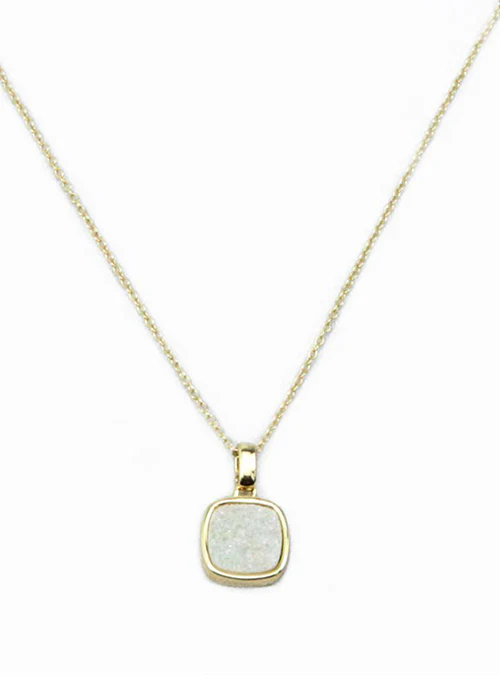 Christy Square Druzy Necklace in Gold - Lositime