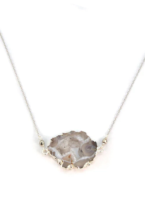 Evie Druzy Agate Gemstone Necklace - Lositime