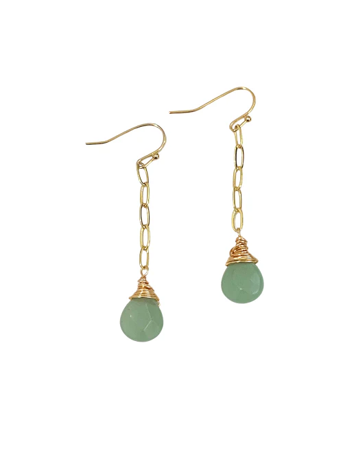 Olivia Aventurine Paperclip Earrings - Lositime