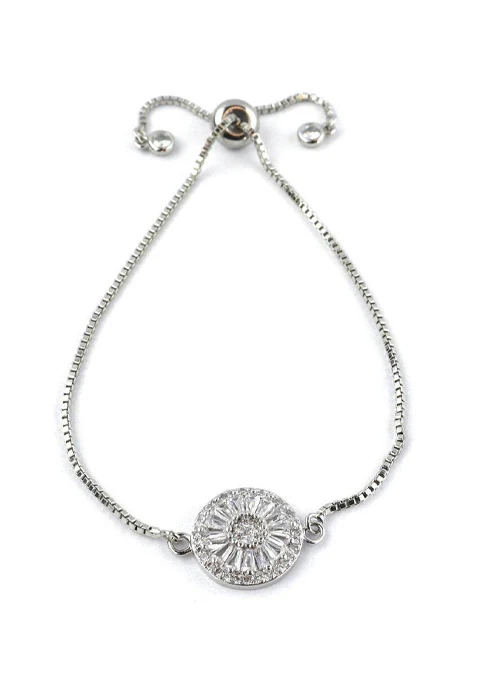 Small Harper Crystal Adjustable Bracelet in Silver - Lositime