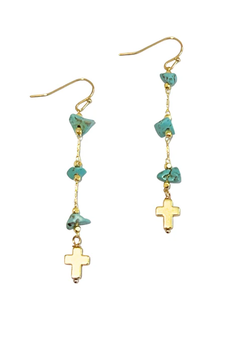 Grace Gemstone Cross Earrings - Lositime