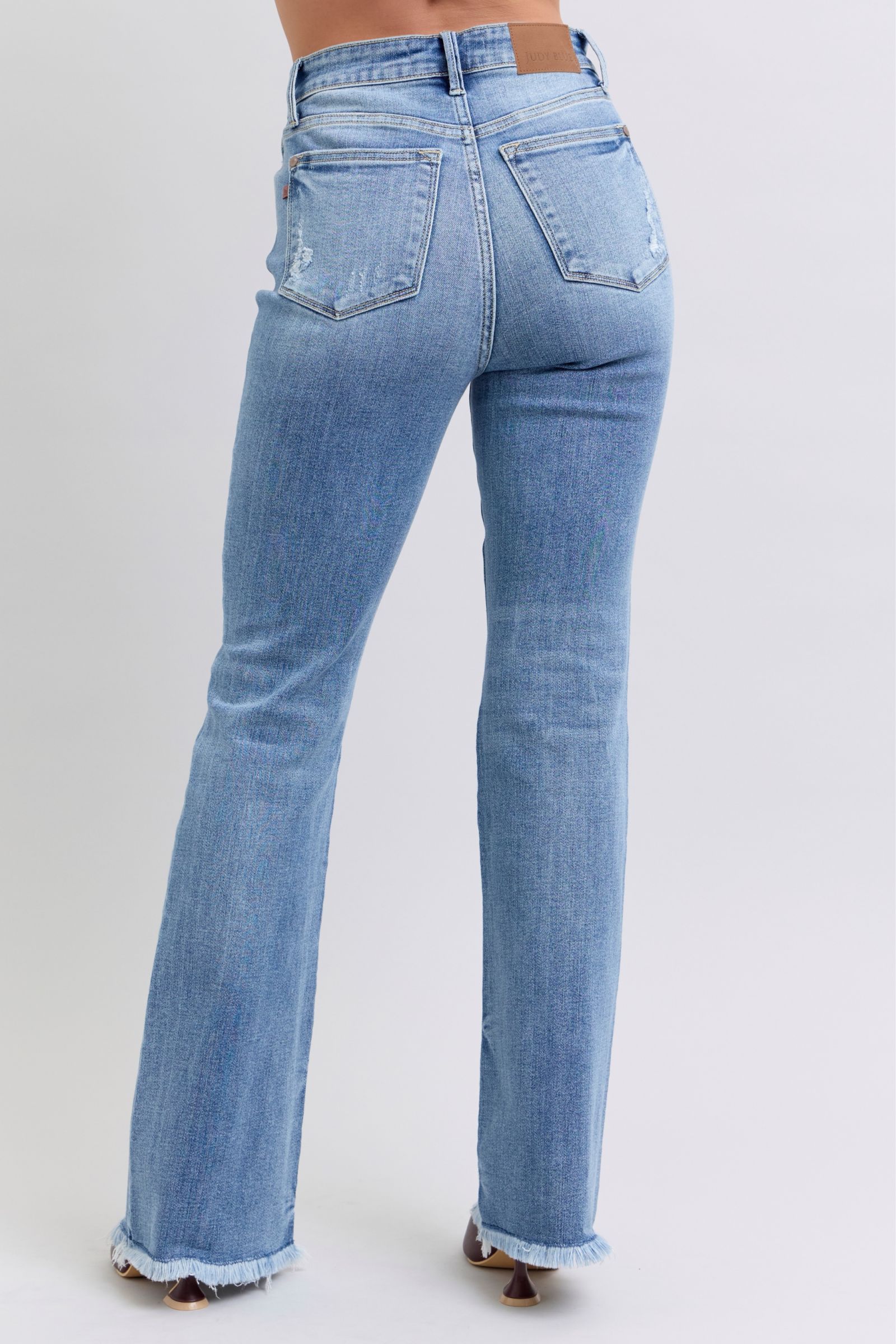 Judy Blue Full Size Raw Hem High Rise Bootcut Jeans - Lositime