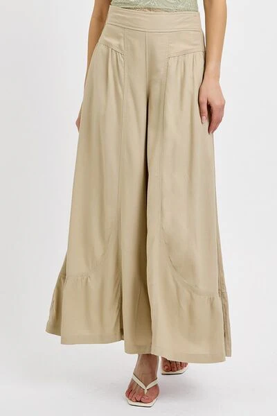 RISEN Shirring Detail Wide Leg Pants - Lositime