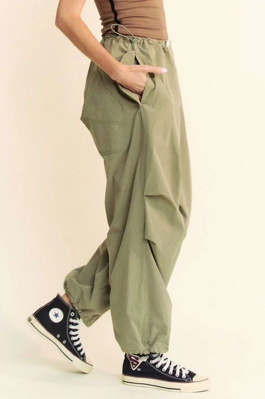 Davi & Dani Drawstring Baggy Pants with Pockets - Lositime