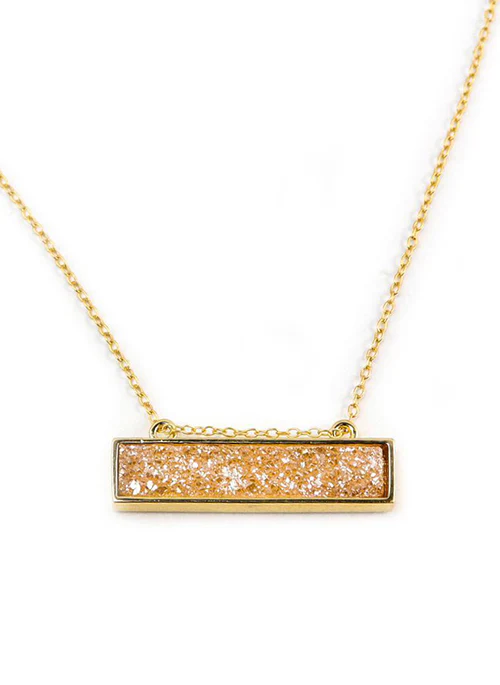 Bethany Druzy Bar Necklace in Gold - Lositime